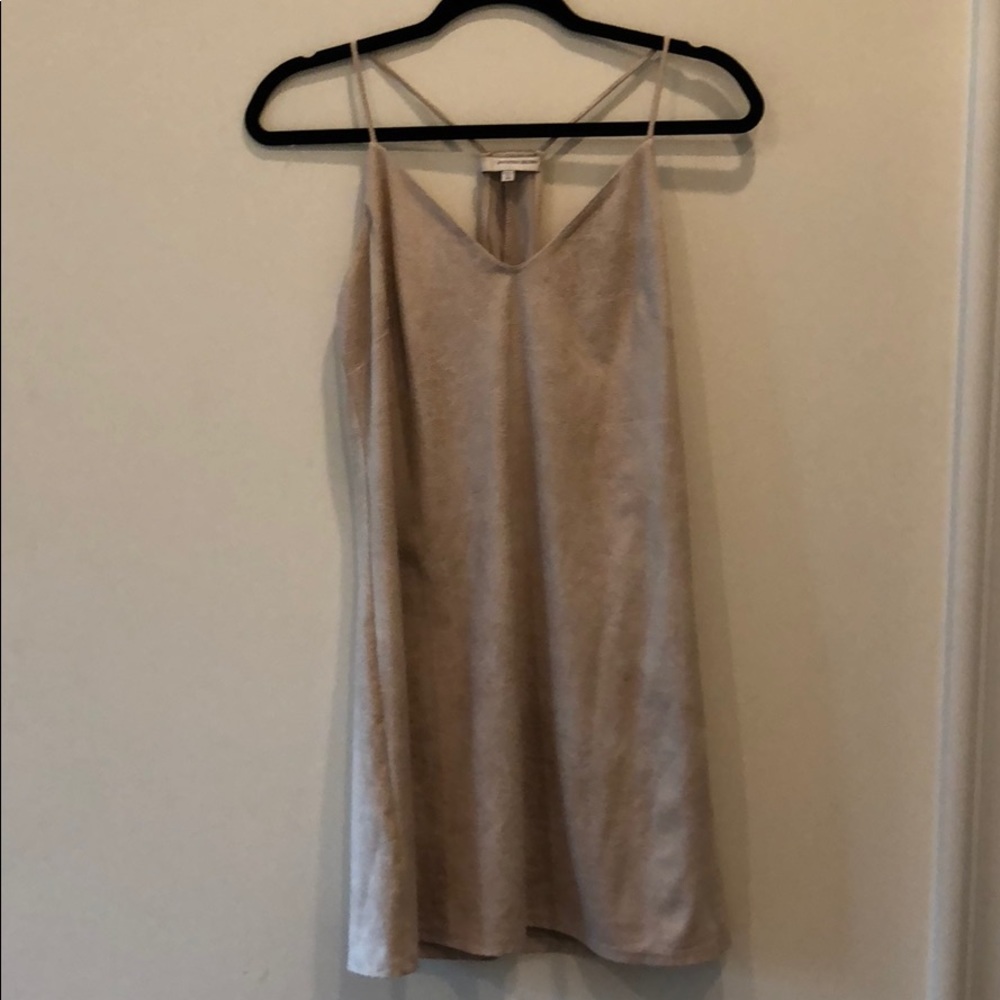 Lavender Brown Beige Faux-Suede Dress XS